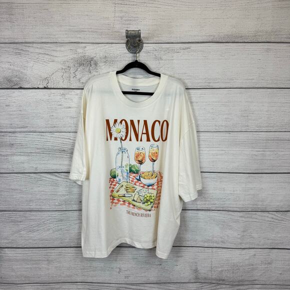 Old Navy Men's Cream Cropped Short Sleeve Monaco Summer Graphic Tee Size XXXXL - Picture 1 of 6